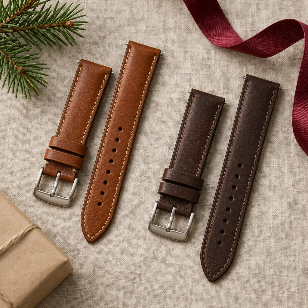 Representative photo-style image of leather watch bands — generated, not a specific product