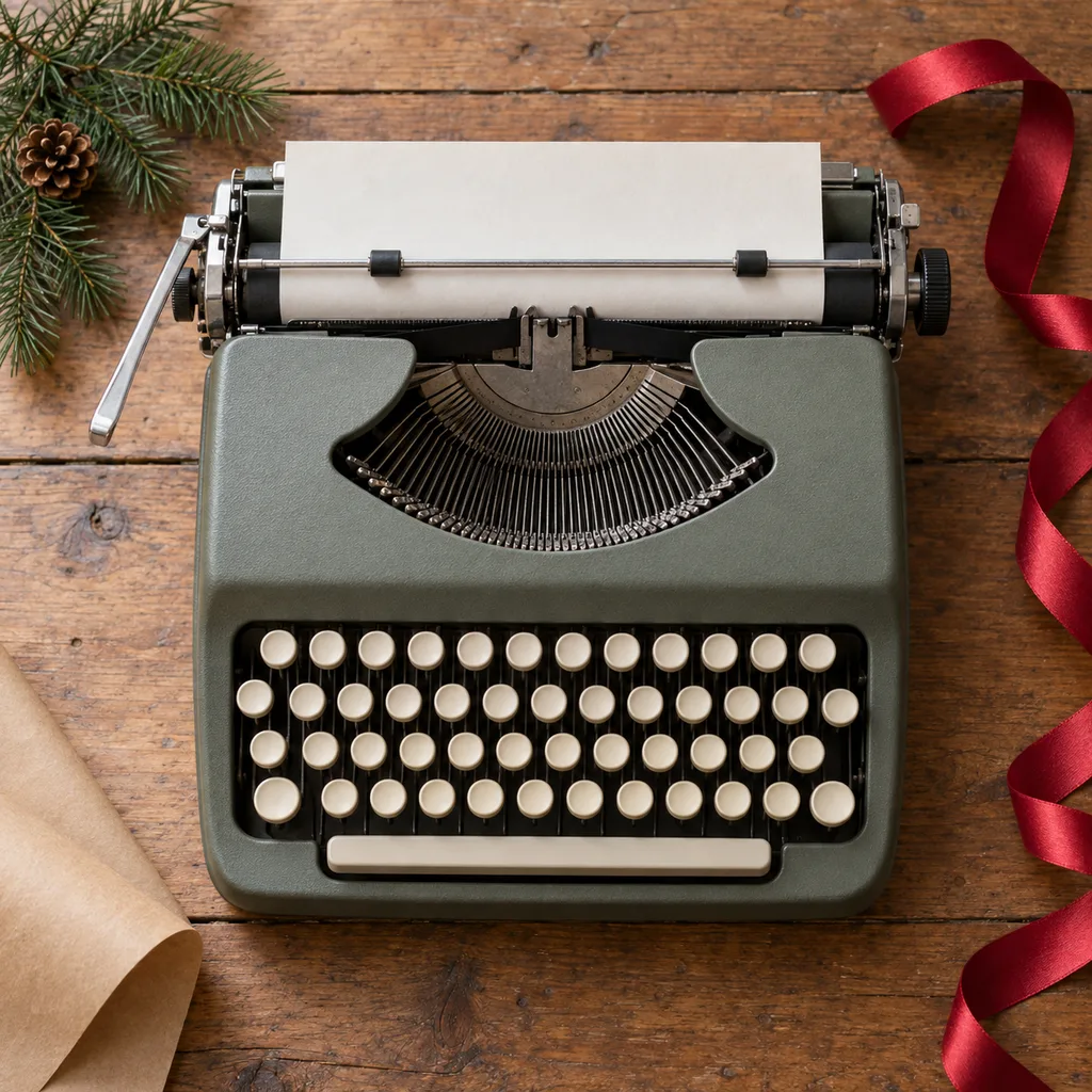 Representative photo-style image of portable manual typewriter — generated, not a specific product