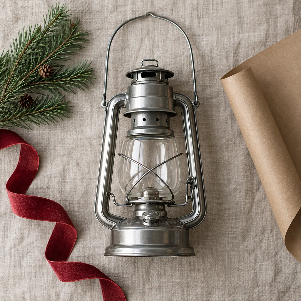 Representative photo-style image of classic metal hurricane lantern — generated, not a specific product