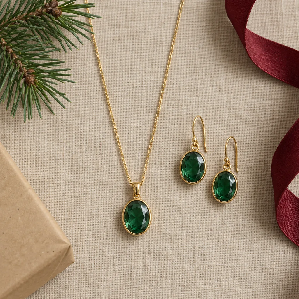 Representative photo-style image of necklace and earring set — generated, not a specific product