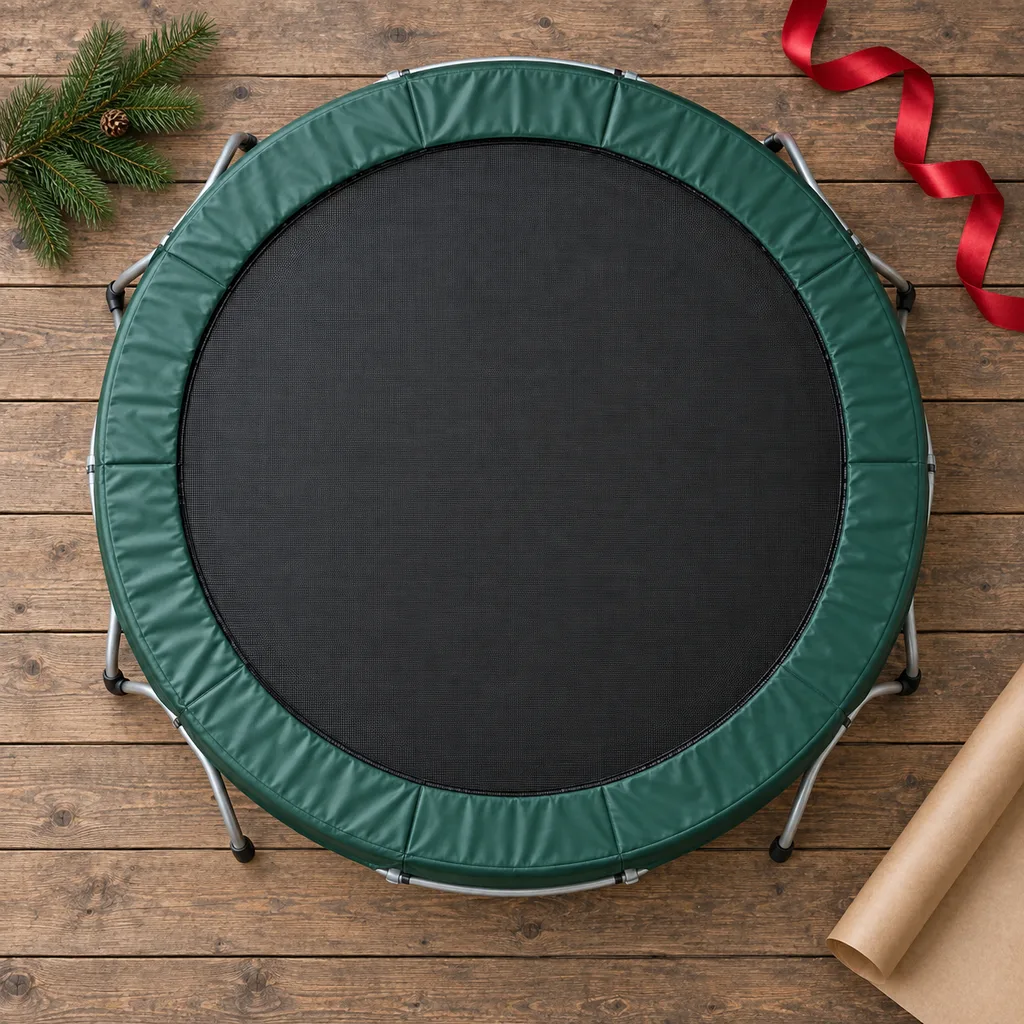 Representative photo-style image of classic outdoor round trampoline — generated, not a specific product
