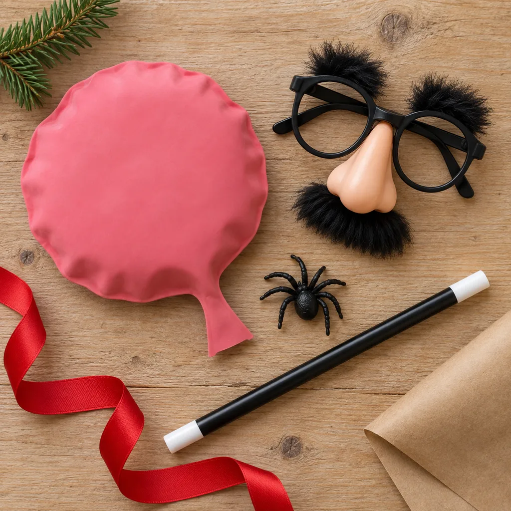 Representative photo-style image of classic prank and gag set — generated, not a specific product