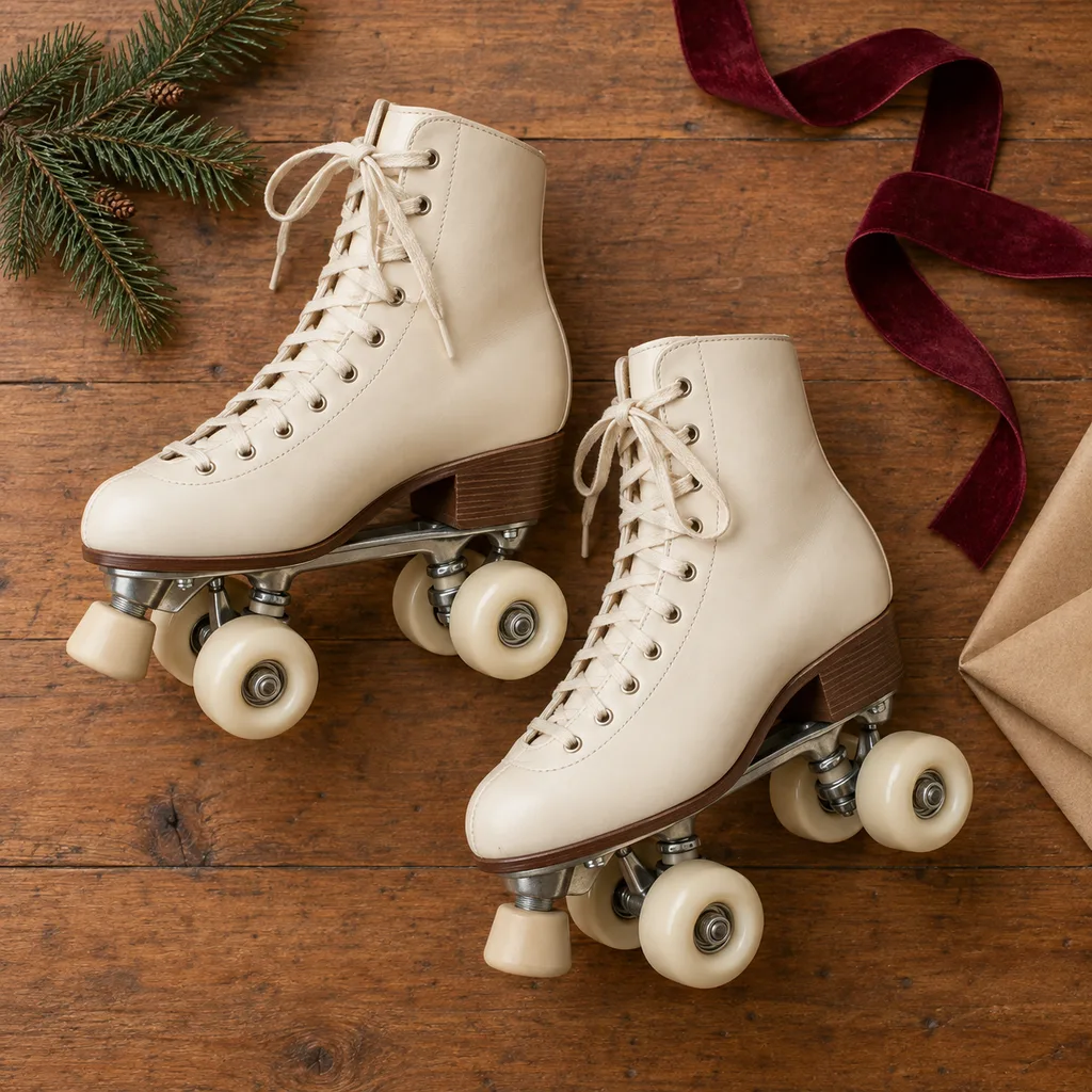 Representative photo-style image of classic quad roller skates — generated, not a specific product
