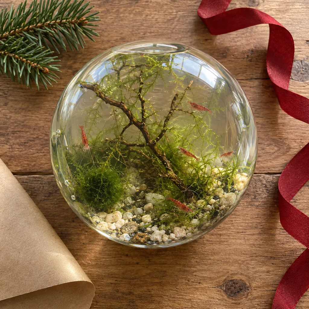 Representative photo-style image of classic sealed aquatic ecosphere — generated, not a specific product