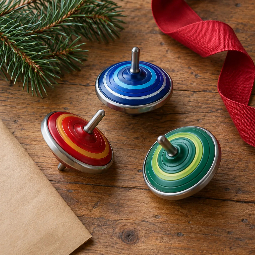 Representative photo-style image of classic spinning tops set — generated, not a specific product