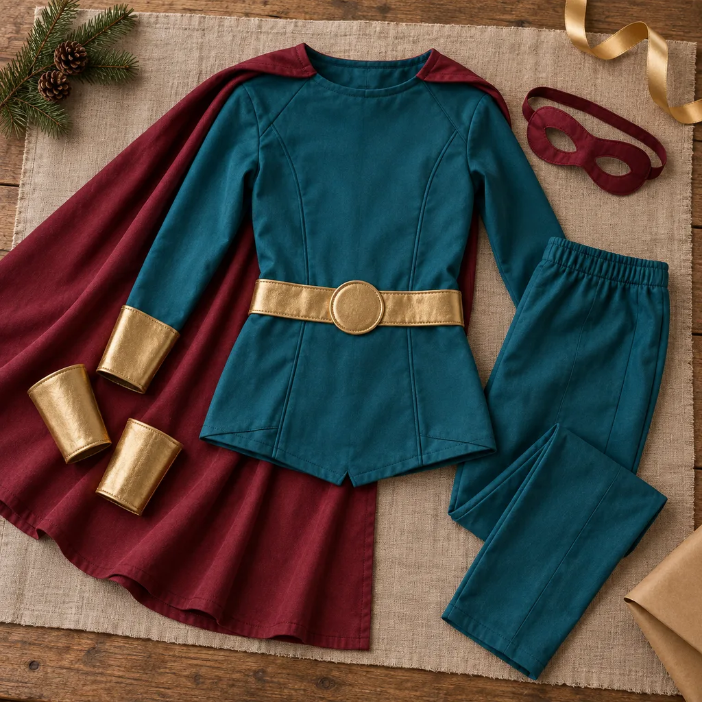 Representative photo-style image of classic superhero themed costume set — generated, not a specific product