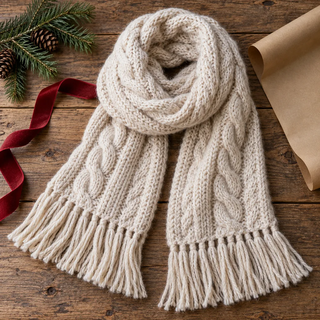 Representative photo-style image of classic winter knit scarf — generated, not a specific product