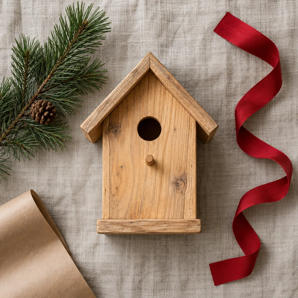 Representative photo-style image of classic wooden birdhouse — generated, not a specific product