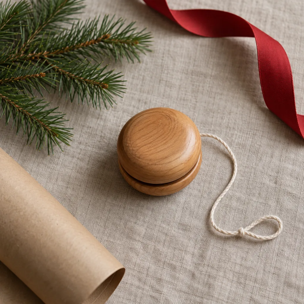 Representative photo-style image of classic wooden yo-yo — generated, not a specific product