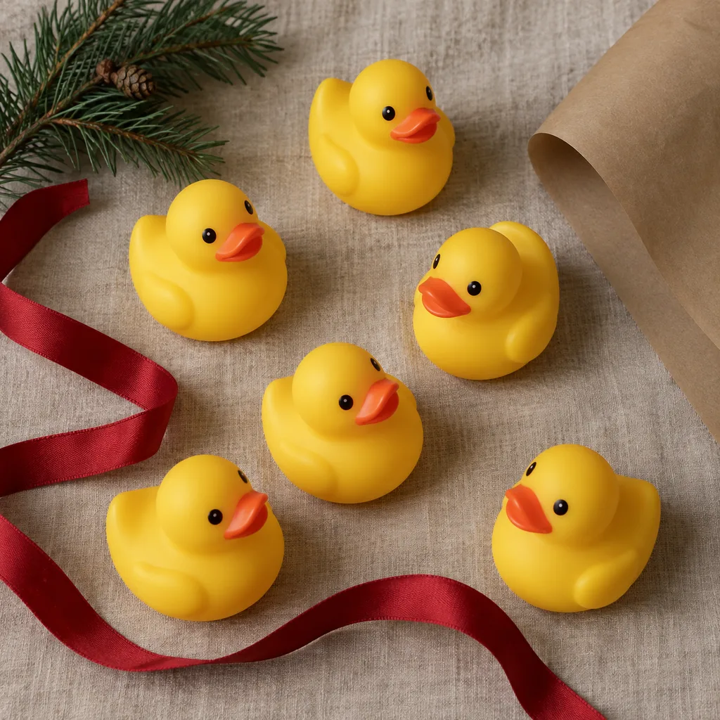 Representative photo-style image of classic yellow rubber duck collection — generated, not a specific product