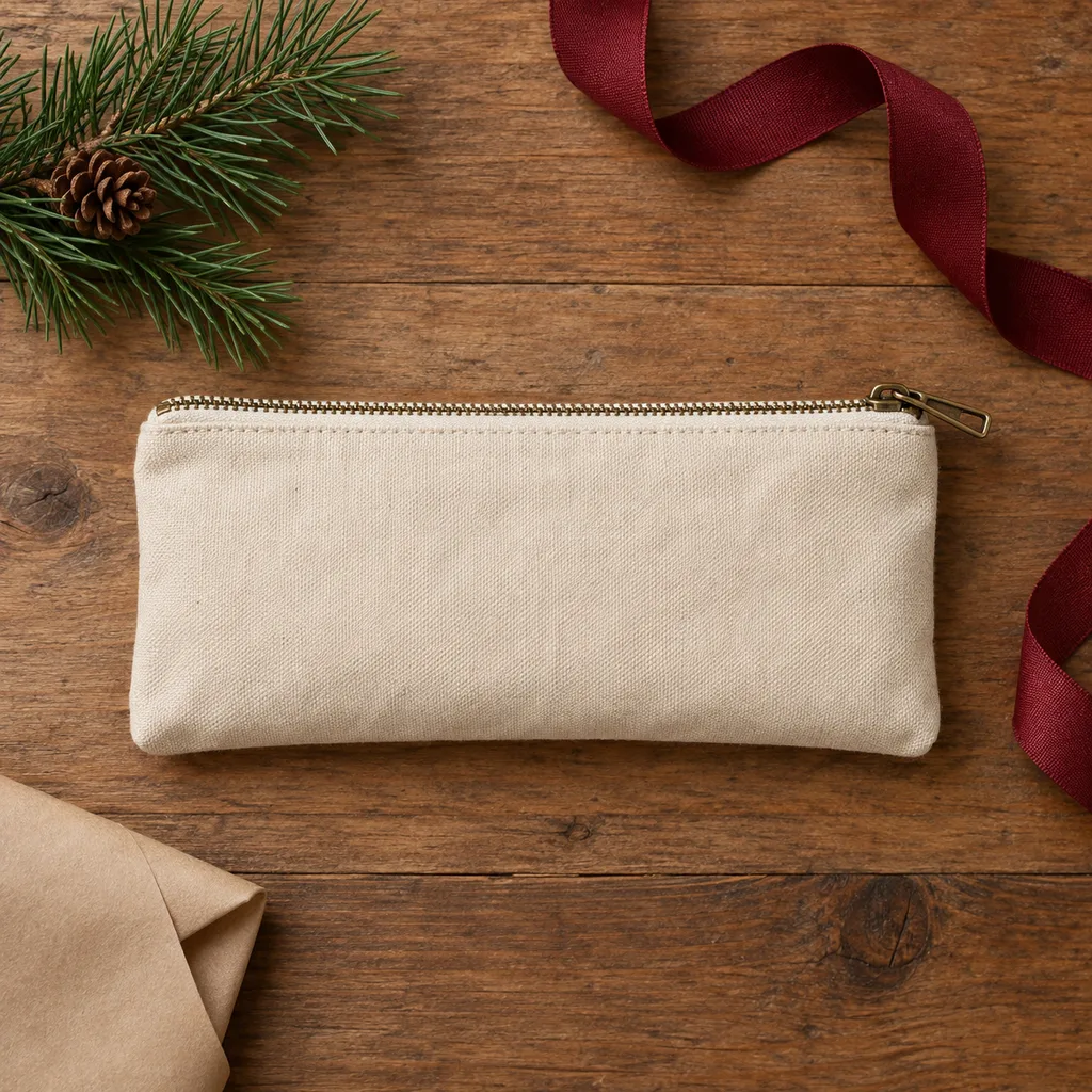 Representative photo-style image of classic zippered pencil pouch — generated, not a specific product