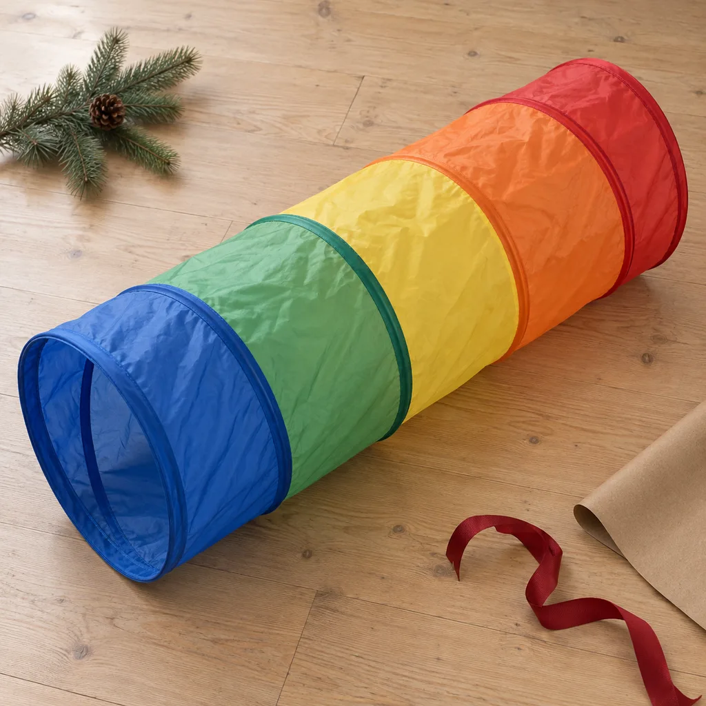 Representative photo-style image of collapsible pop-up crawl tunnel — generated, not a specific product