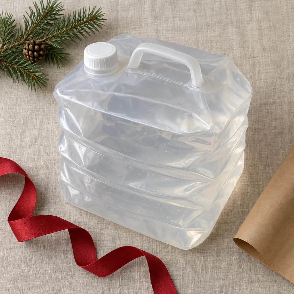 Representative photo-style image of collapsible water storage container — generated, not a specific product