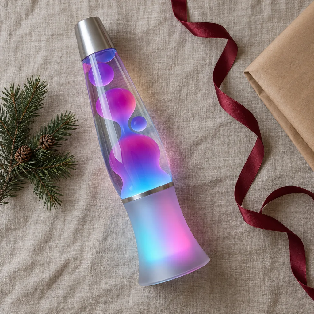 Representative photo-style image of color-changing base lava lamp — generated, not a specific product