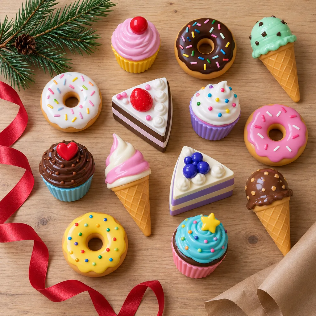 Representative photo-style image of colorful plastic play dessert collection — generated, not a specific product