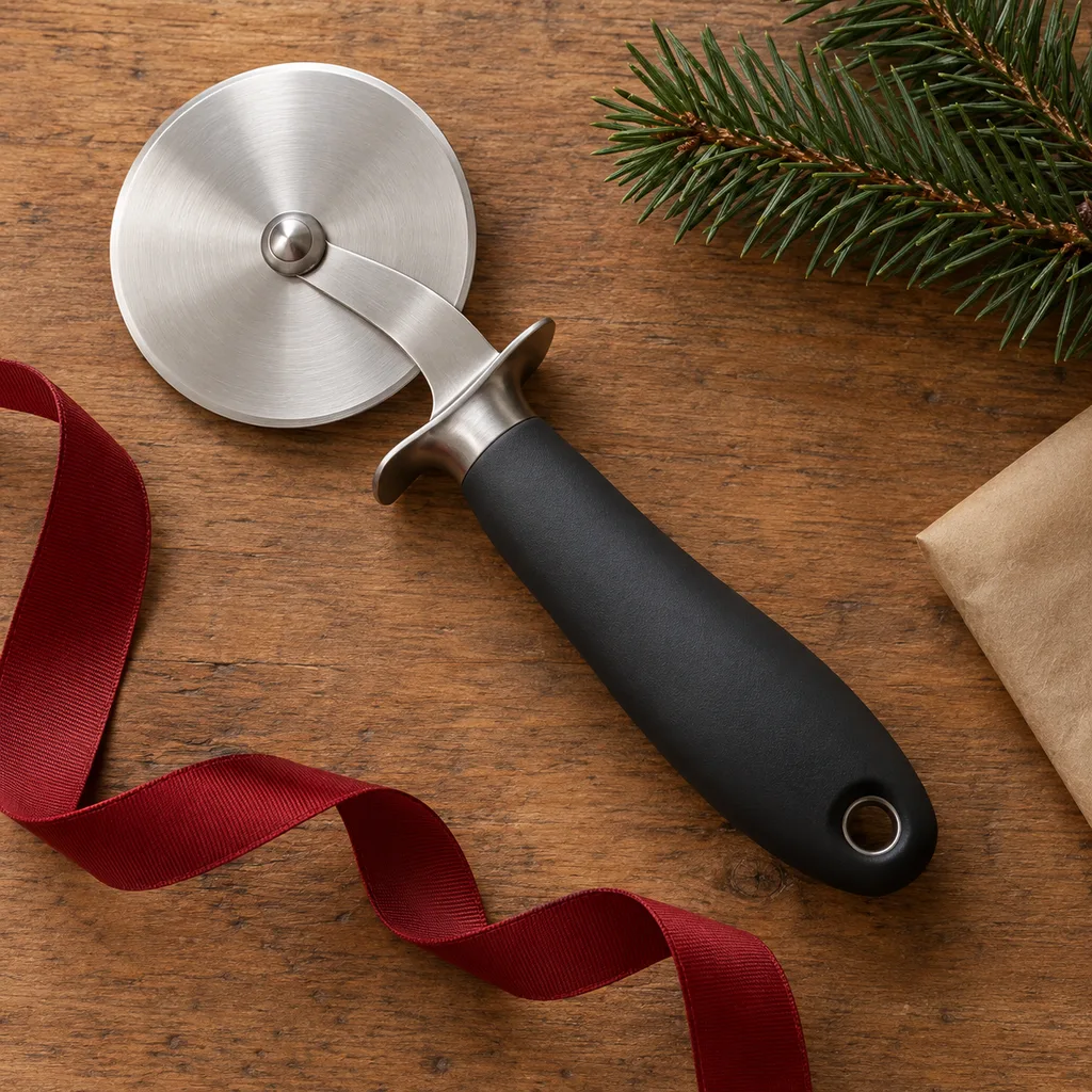 Representative photo-style image of comfort grip pizza cutter — generated, not a specific product