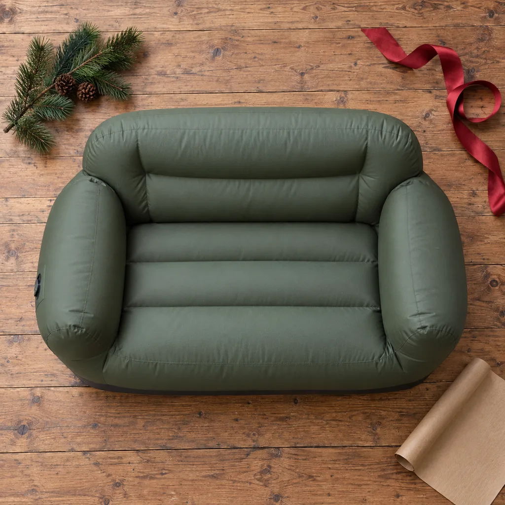 Representative photo-style image of inflatable sofa camping — generated, not a specific product