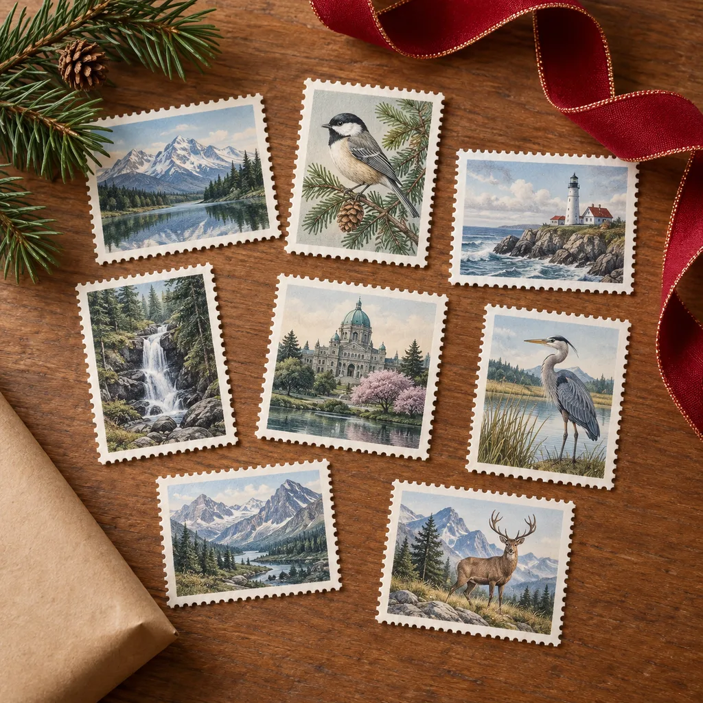 Representative photo-style image of commemorative national stamp set — generated, not a specific product