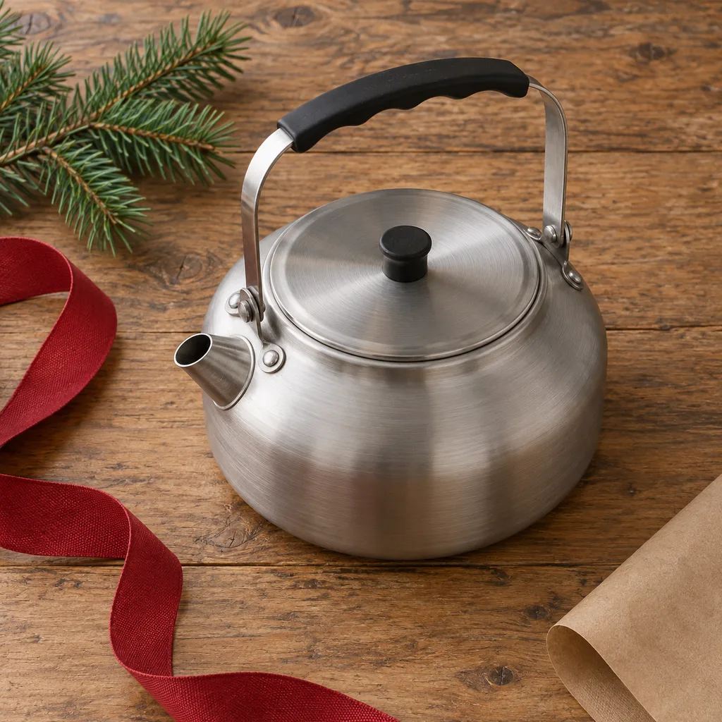 Representative photo-style image of compact camp stove kettle — generated, not a specific product