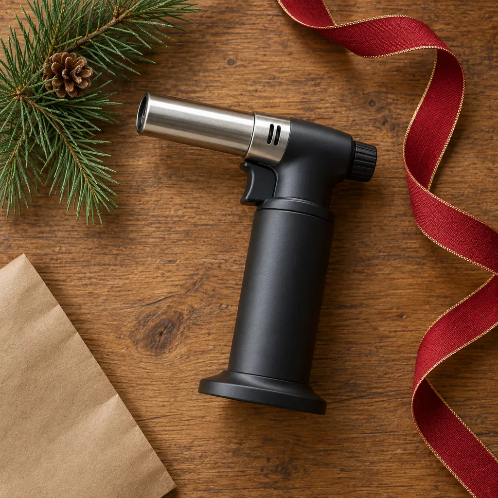 Representative photo-style image of compact dessert torch — generated, not a specific product