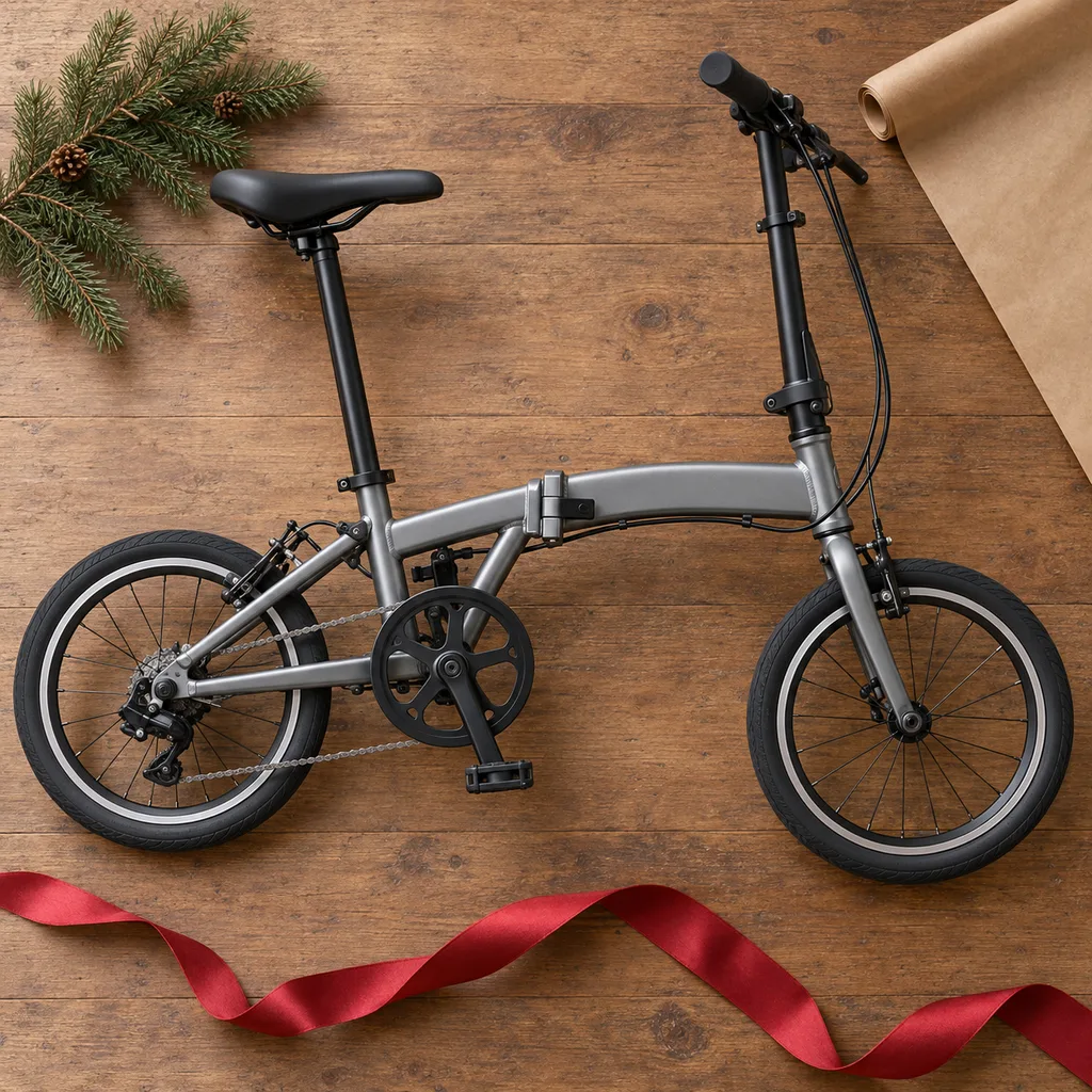 Representative photo-style image of compact folding commuter bicycle — generated, not a specific product