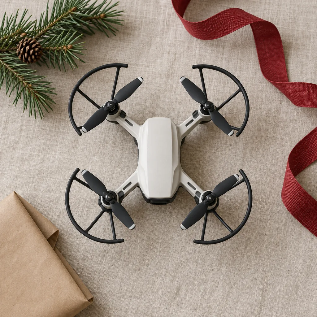 Representative photo-style image of compact indoor mini drone — generated, not a specific product
