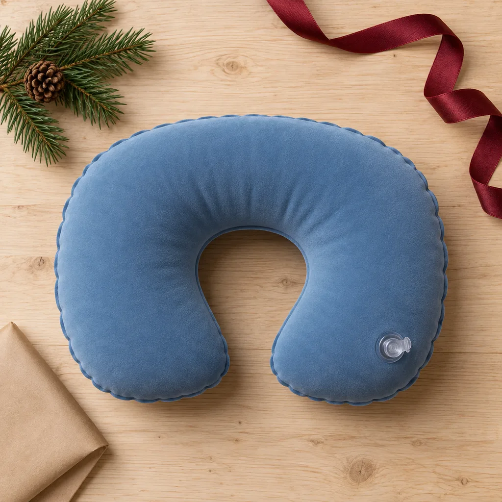 Representative photo-style image of inflatable travel pillow — generated, not a specific product