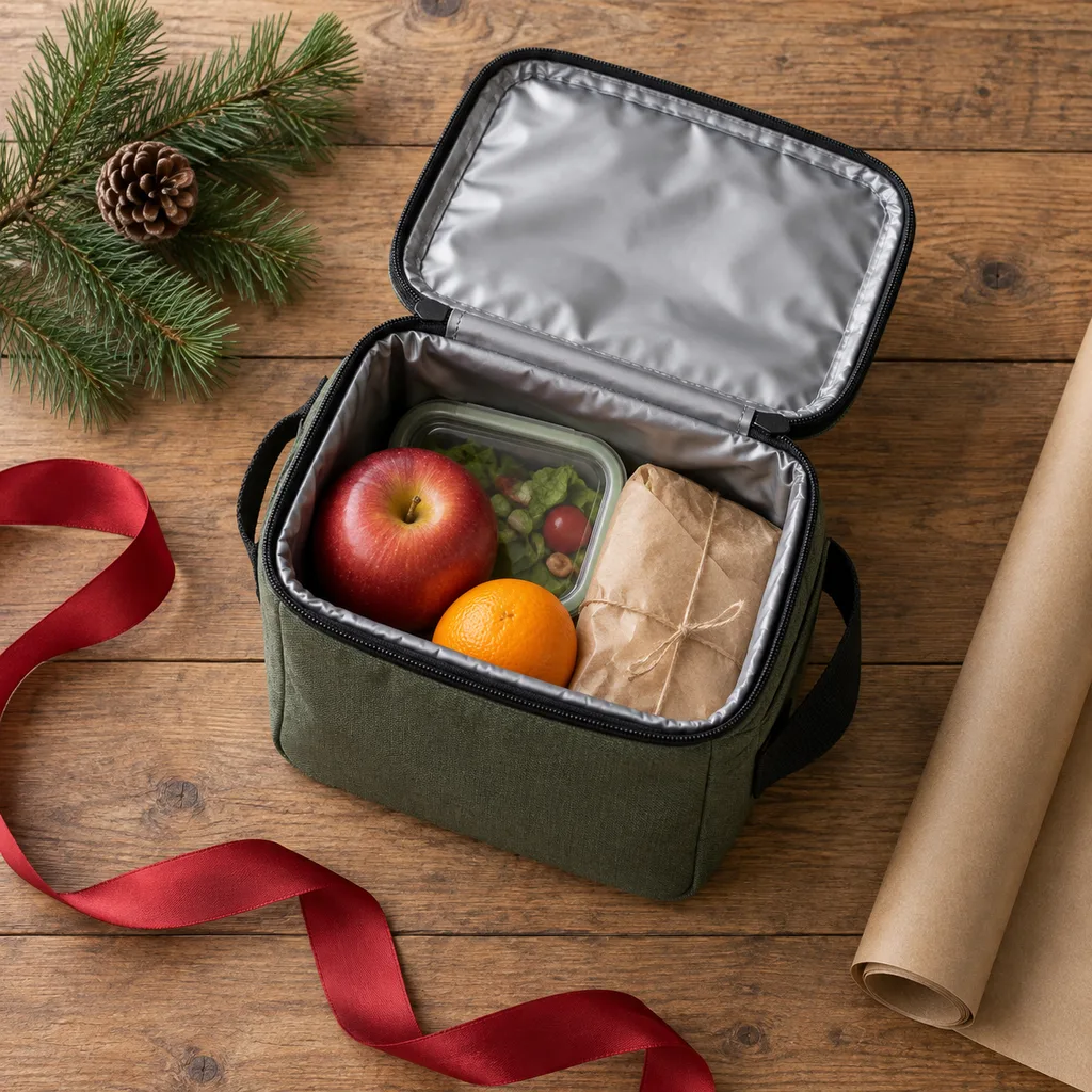 Representative photo-style image of compact insulated lunch cooler — generated, not a specific product