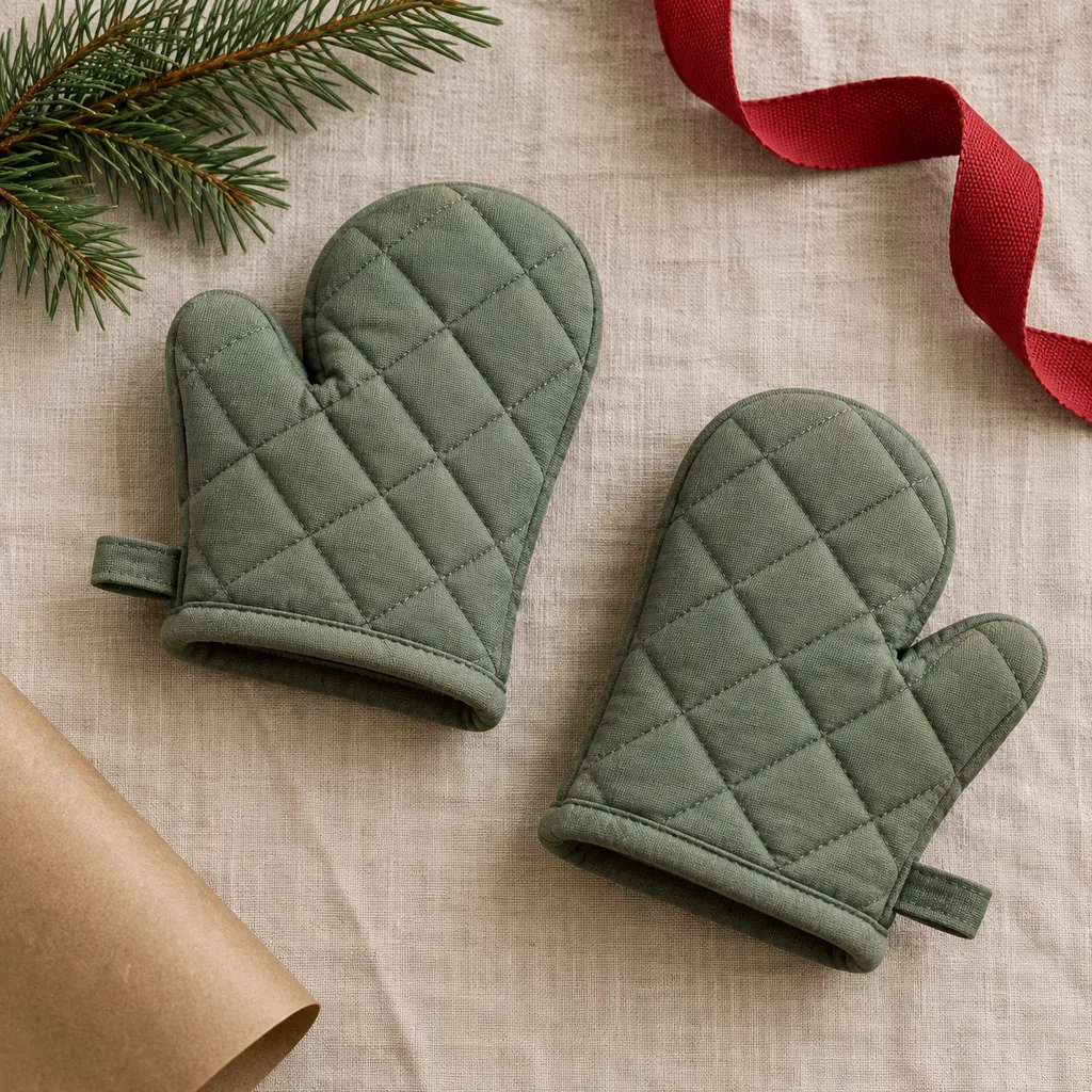 Representative photo-style image of compact mini oven mitts — generated, not a specific product