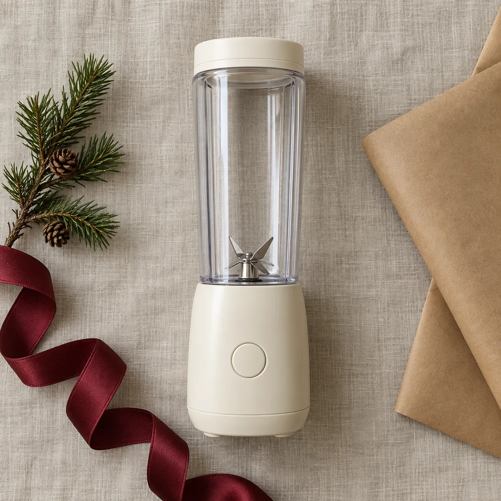 Representative photo-style image of compact personal smoothie blender — generated, not a specific product