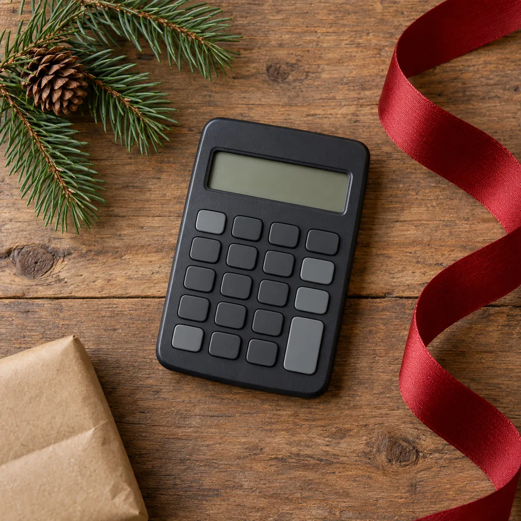 Representative photo-style image of compact pocket calculator — generated, not a specific product
