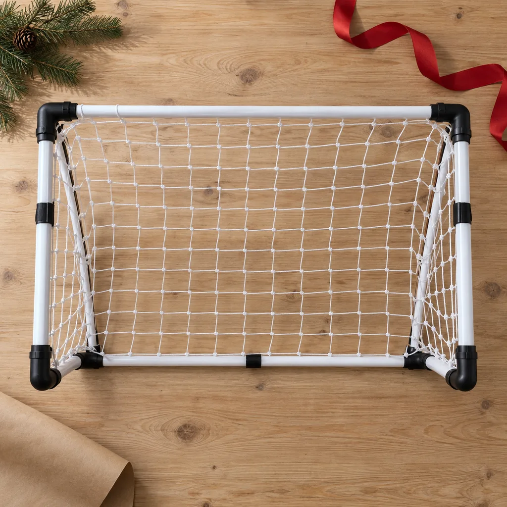 Representative photo-style image of compact portable soccer goal — generated, not a specific product