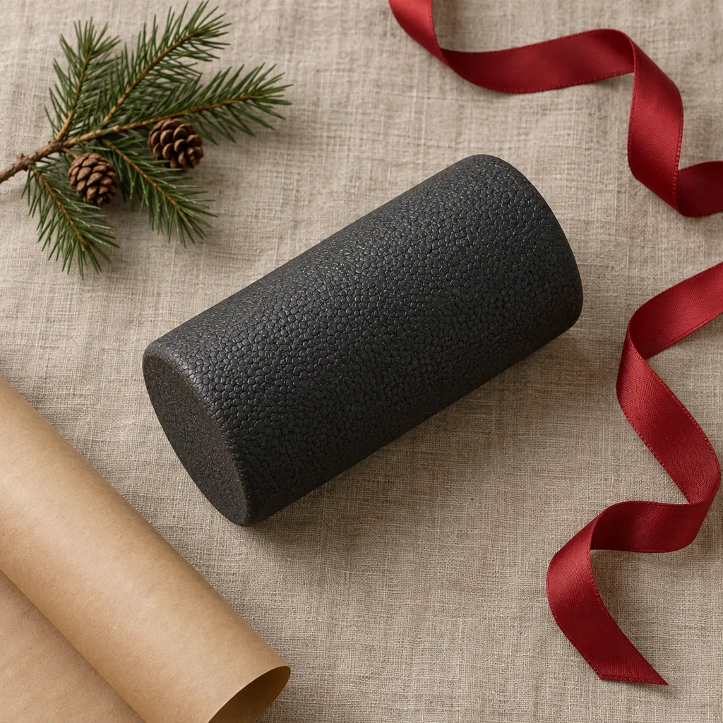 Representative photo-style image of compact travel foam roller — generated, not a specific product