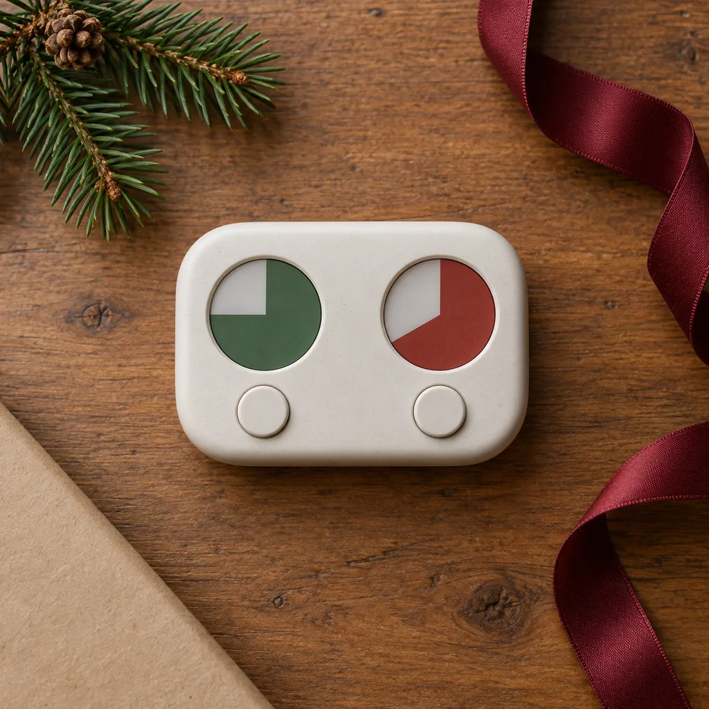 Representative photo-style image of compact travel game timer — generated, not a specific product