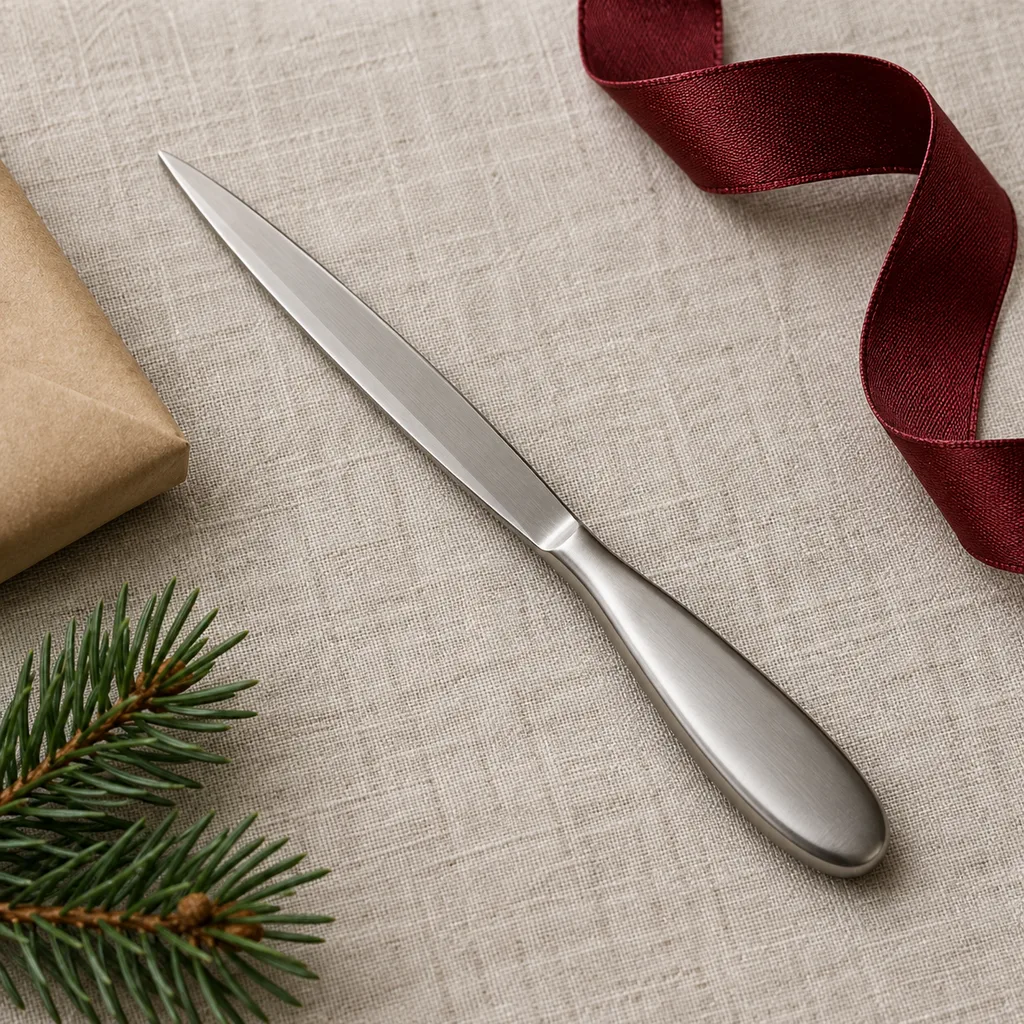 Representative photo-style image of compact travel letter opener — generated, not a specific product