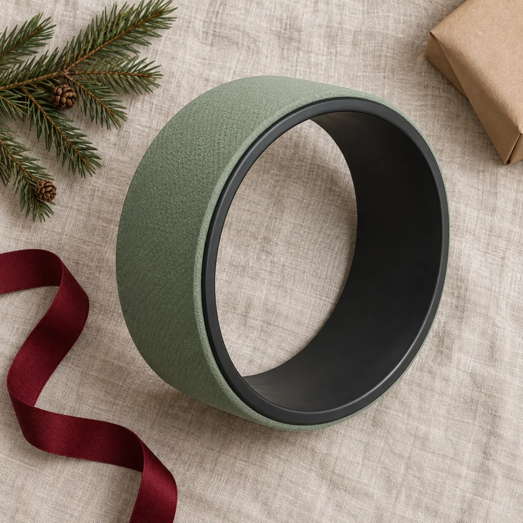 Representative photo-style image of compact yoga stretch wheel — generated, not a specific product