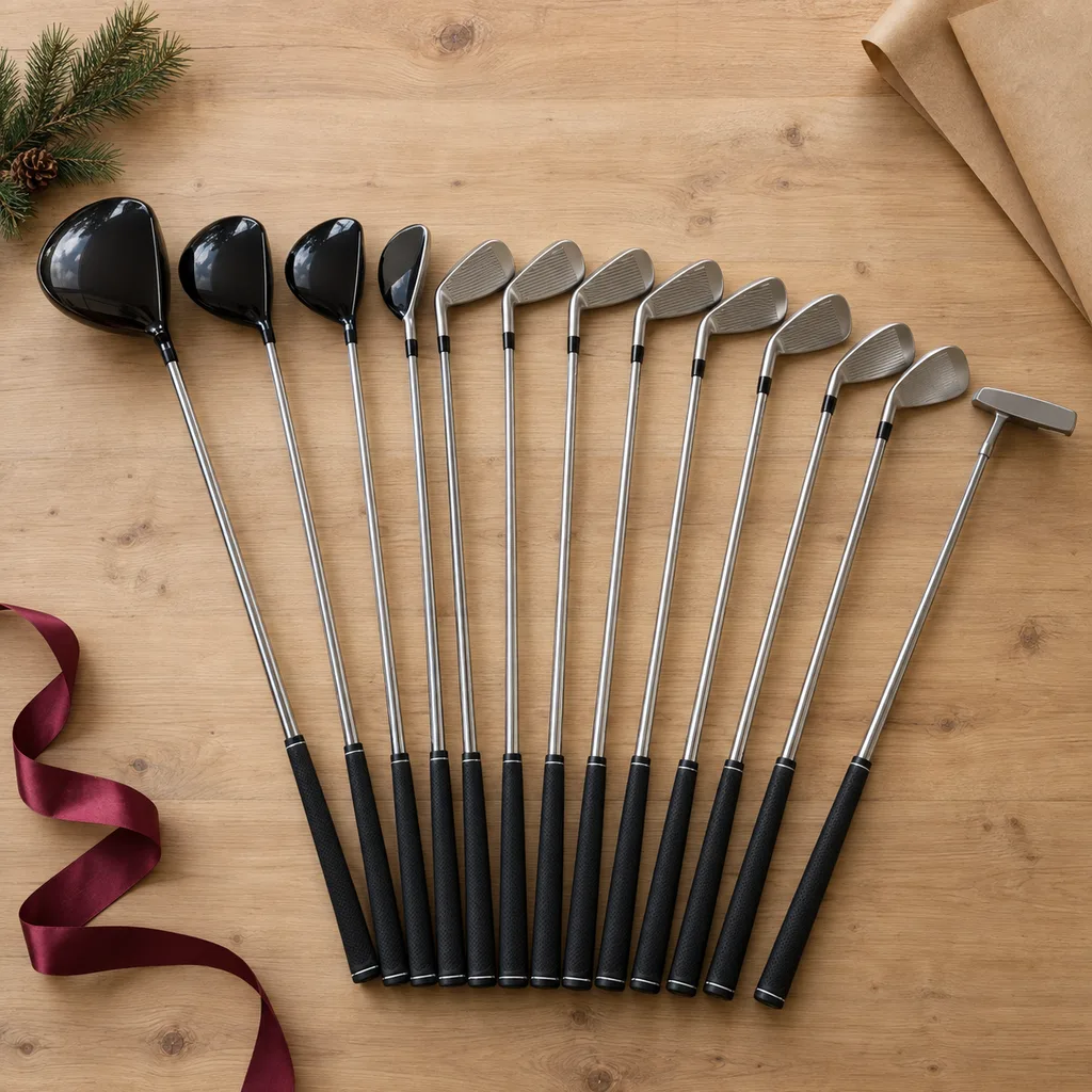 Representative photo-style image of complete left-handed golf club set — generated, not a specific product