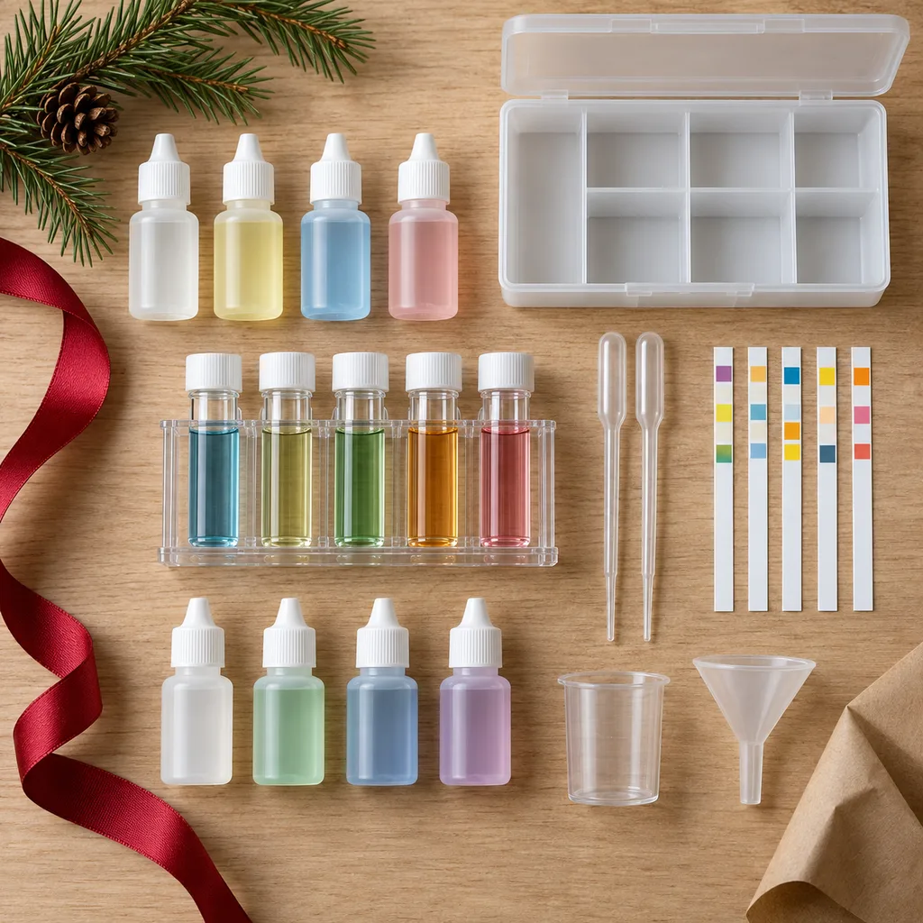Representative photo-style image of comprehensive water quality test kit — generated, not a specific product
