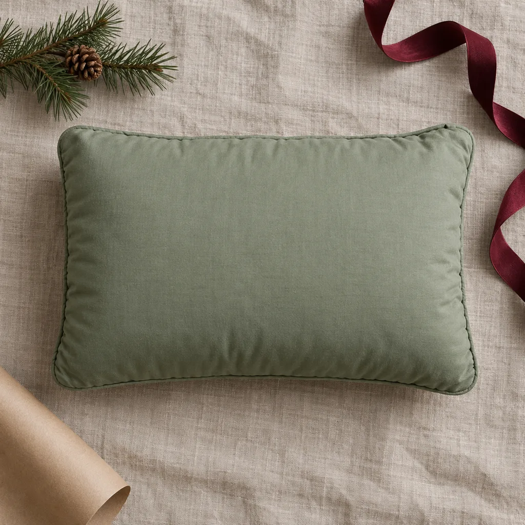 Representative photo-style image of compressible rectangular travel pillow — generated, not a specific product