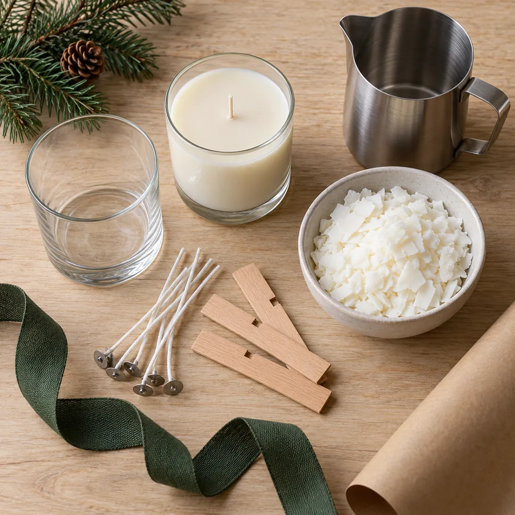 Representative photo-style image of container candle design kit — generated, not a specific product