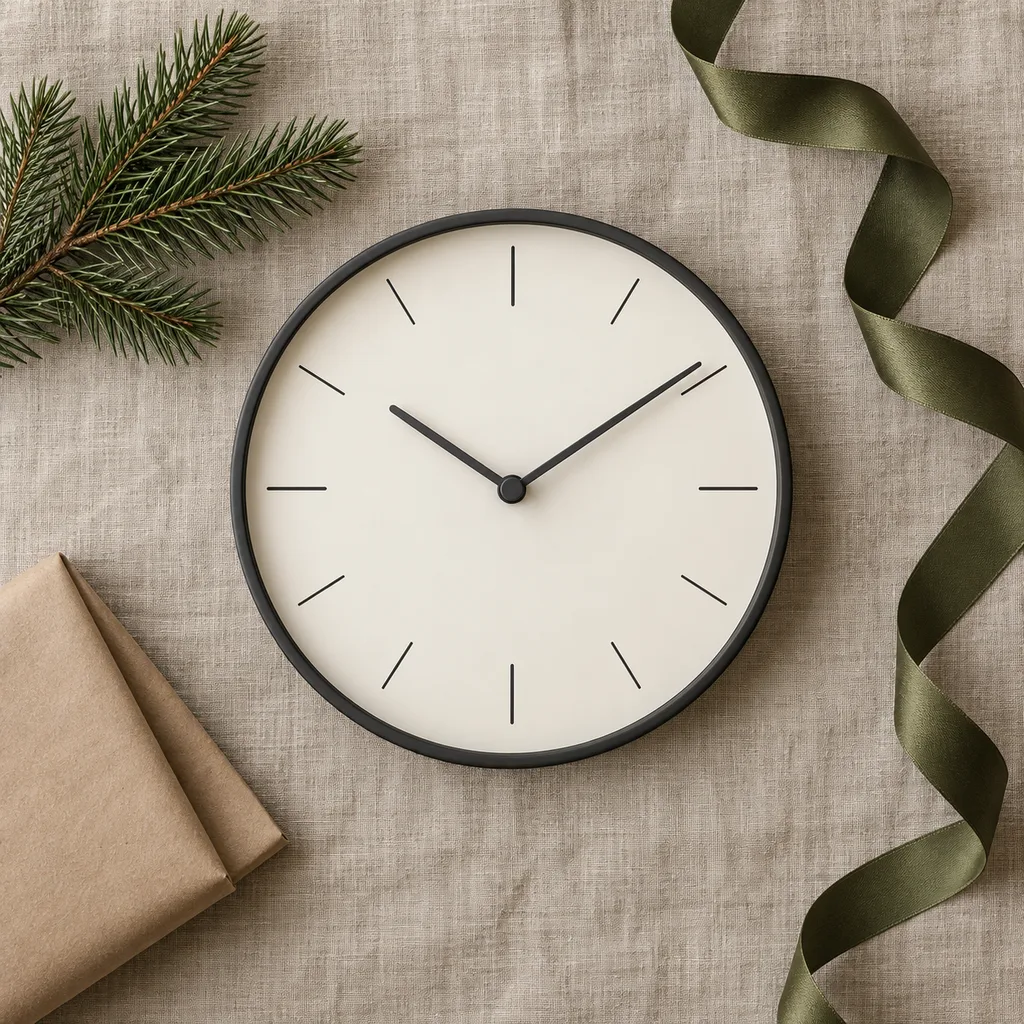 Representative photo-style image of contemporary wall timepiece — generated, not a specific product