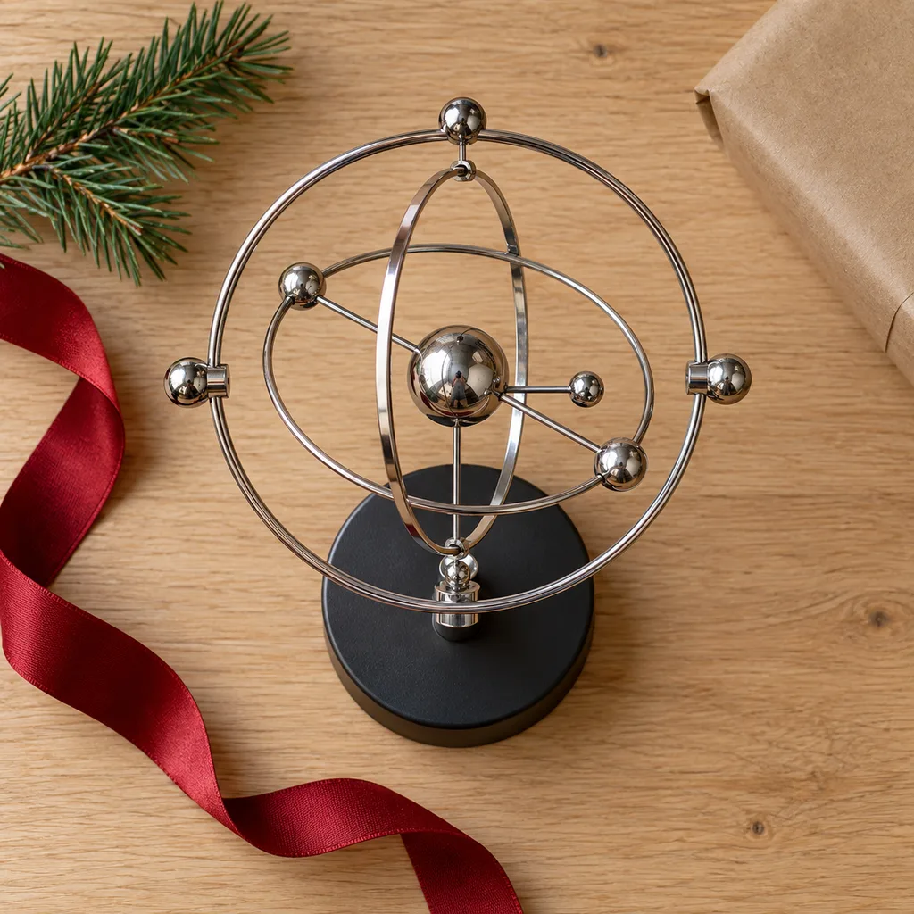Representative photo-style image of continuous motion desk ornament — generated, not a specific product