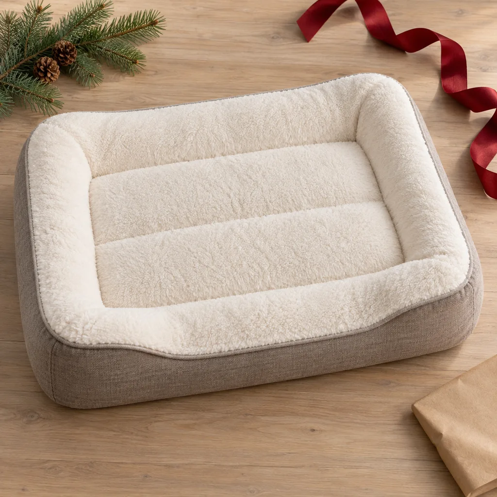 Representative photo-style image of contouring memory foam pet mattress — generated, not a specific product
