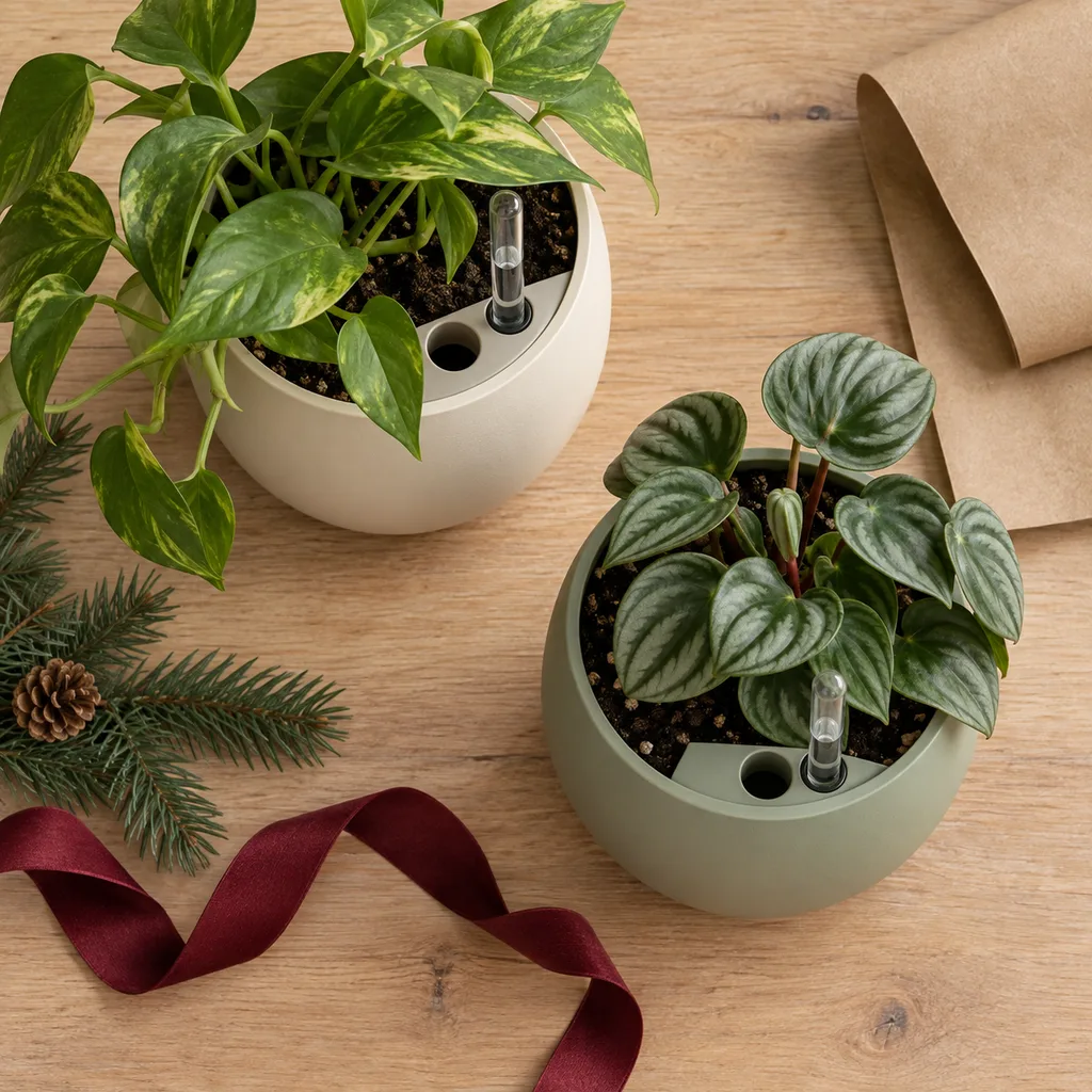 Representative photo-style image of self watering planters — generated, not a specific product
