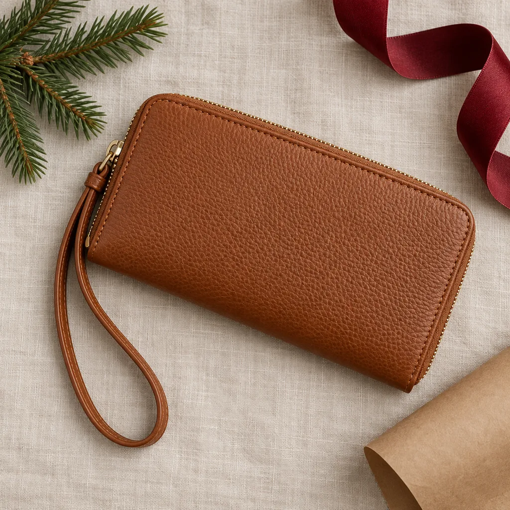 Representative photo-style image of convenient wristlet travel wallet — generated, not a specific product