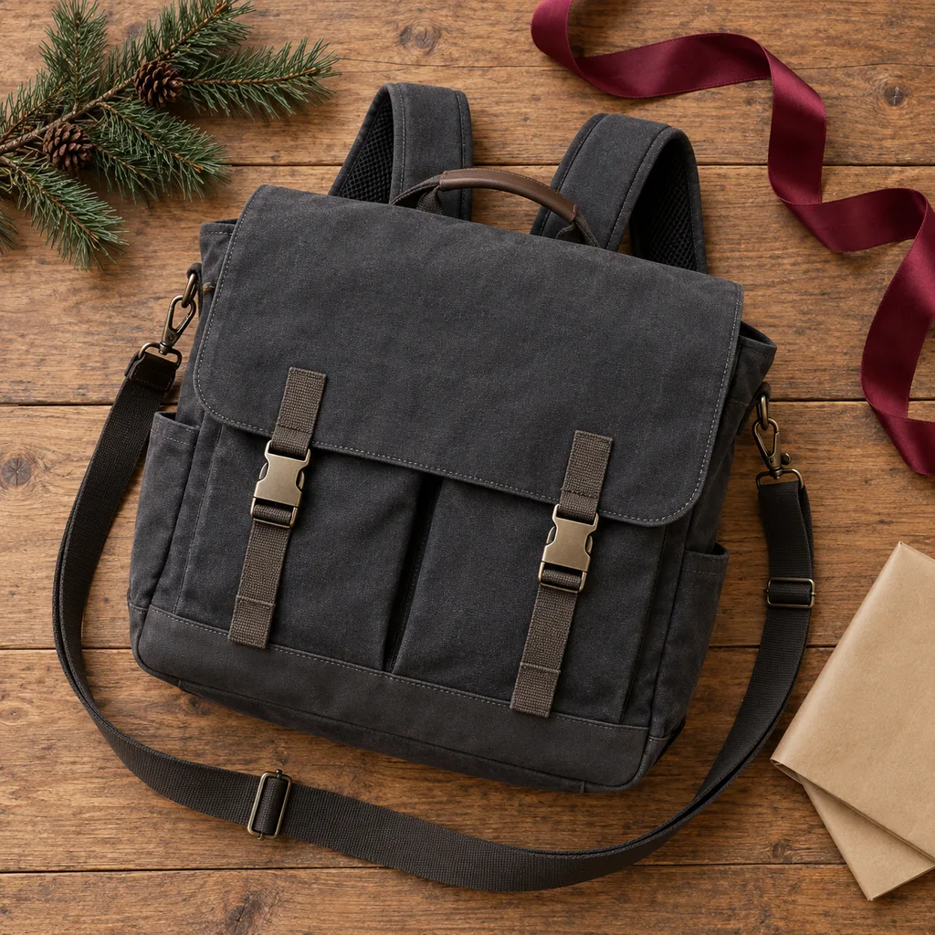 Representative photo-style image of convertible messenger backpack — generated, not a specific product