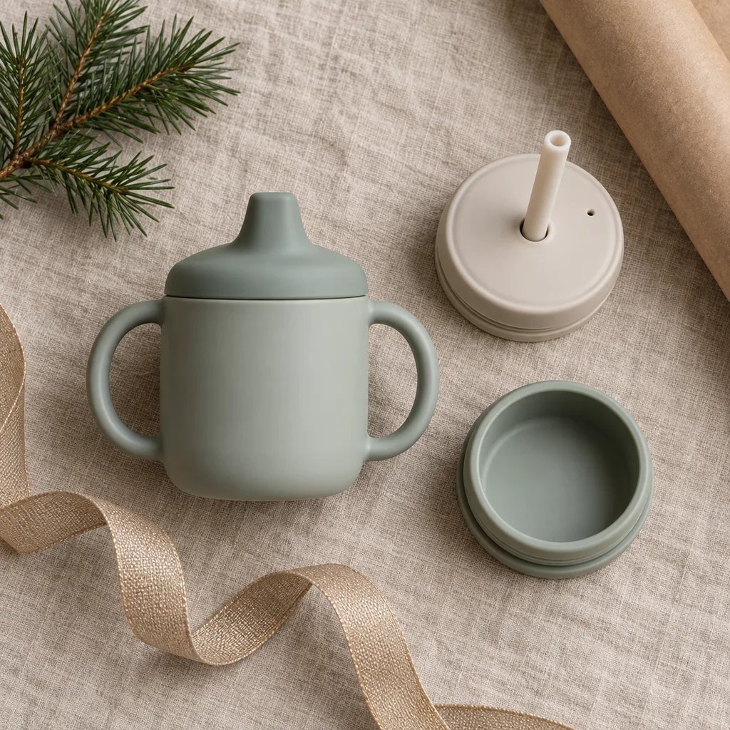 Representative photo-style image of convertible sippy cup system — generated, not a specific product