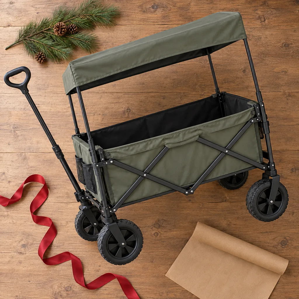 Representative photo-style image of wagon with canopy — generated, not a specific product