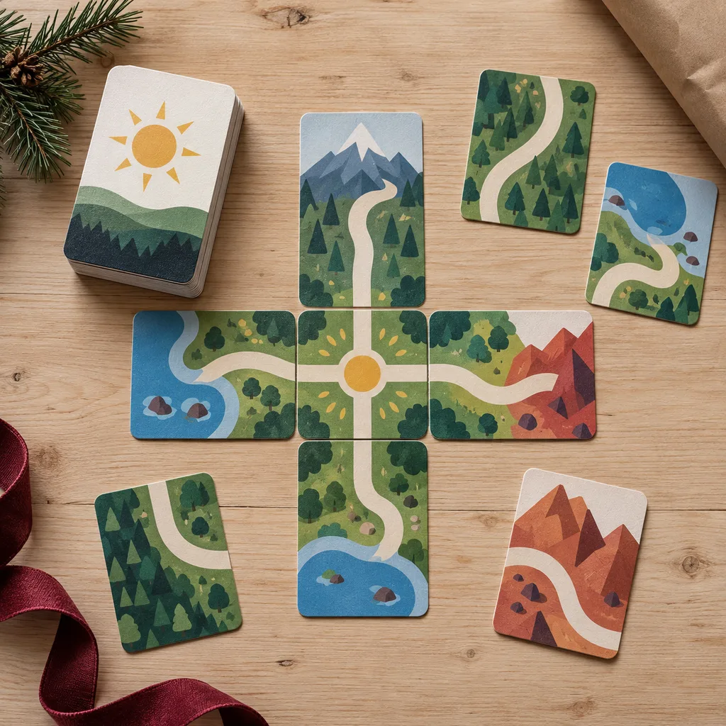 Representative photo-style image of cooperative teamwork card game — generated, not a specific product