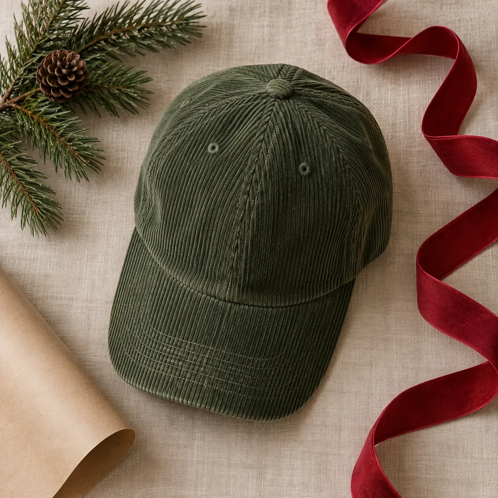 Representative photo-style image of corduroy baseball cap — generated, not a specific product